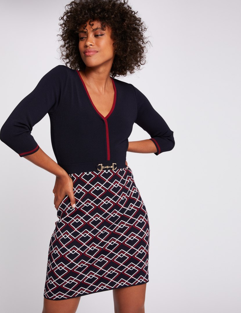 Morgan Dress RMAJOU MARINE/LIE DE VIN Morgan Dress RMAJOU MARINE/LIE DE VIN