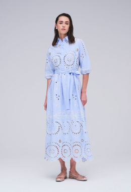 PIA B Dress ALIGIVI AZZURRO/PANNA